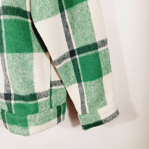 STACCATO Green & Cream Plaid Shacket, Relaxed Fit, Button Up, Jacket, Size Small - Picture 8 of 16